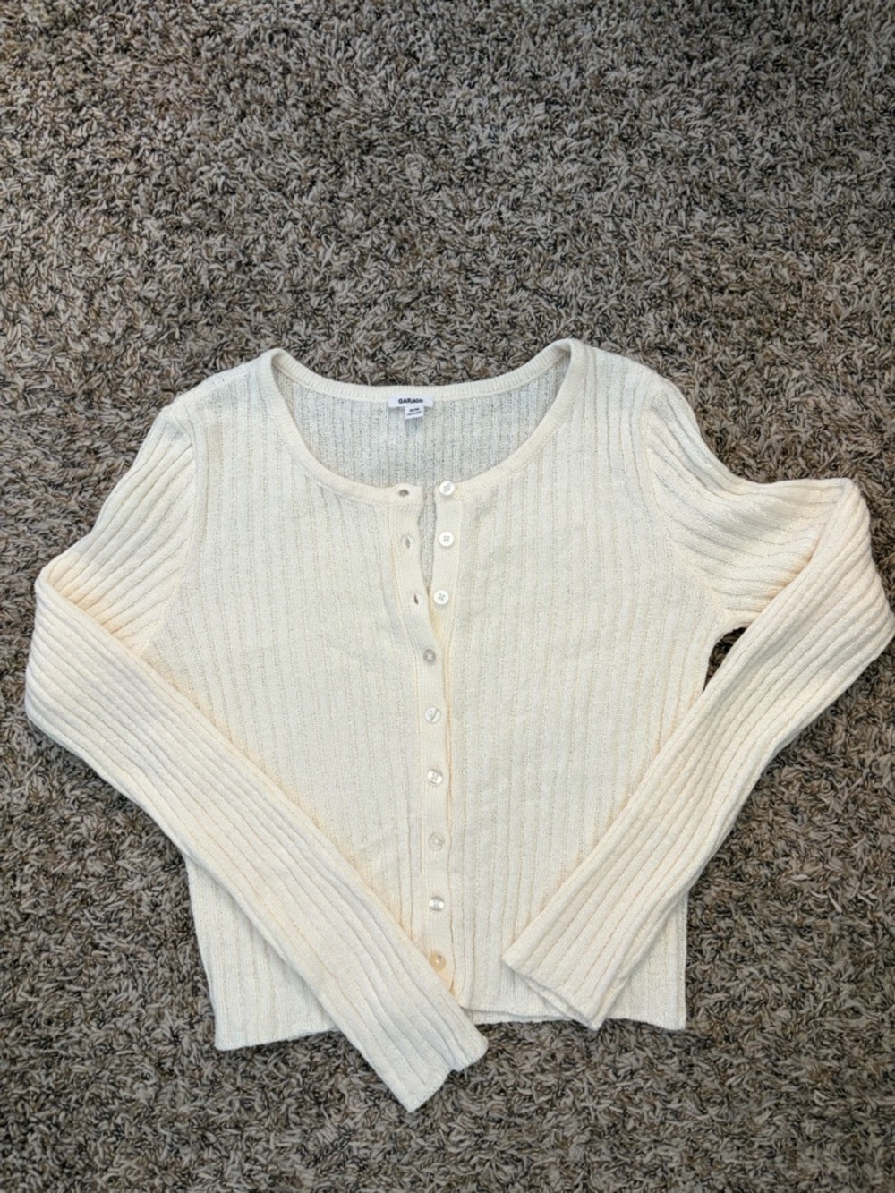 Garage Cream Ribbed Button-Down Cardigan - Picture 2 of 3
